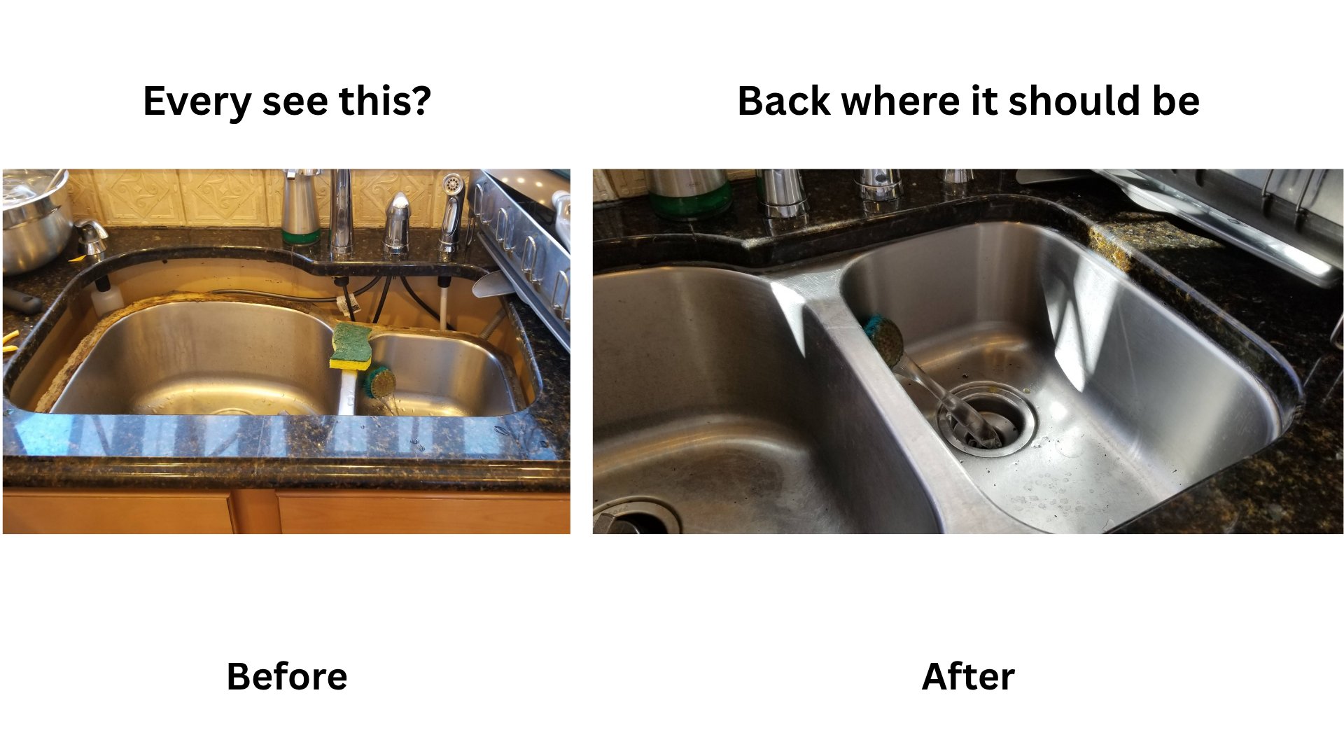 Fallen undermount sink restored back in place